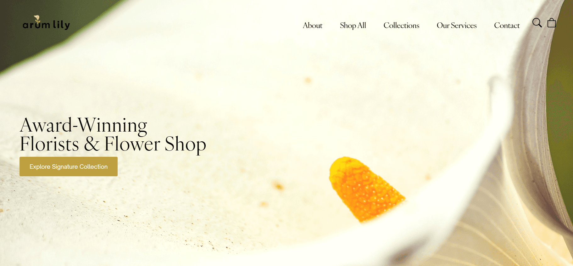 Arum Lily Flower Shop website screenshot